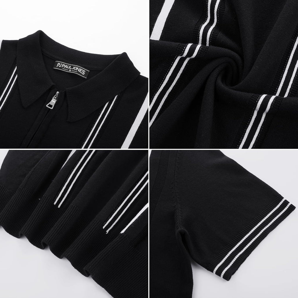 Mens Knit Polo Shirts Short Sleeve Quarter Zip Golf Shirt Vintage Shirts for Men