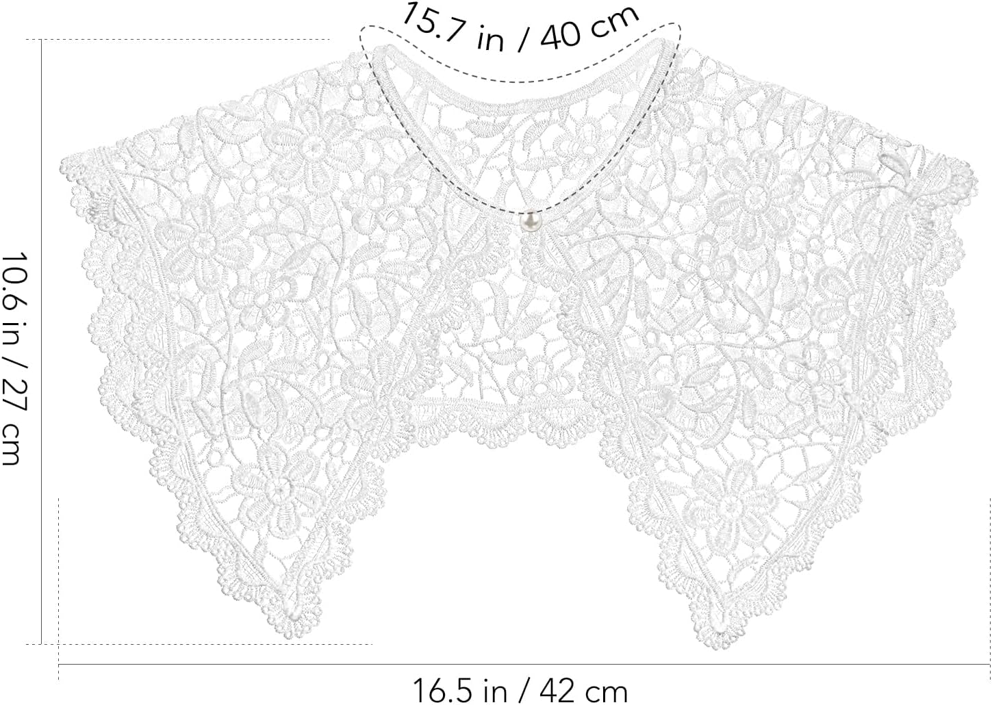 Elegant Lace Faux Collar for Women, Detachable White Floral Design, Perfect for Layering with Dresses and Shirts, Comfortable and Breathable, Ideal for Casual and Formal Occasions