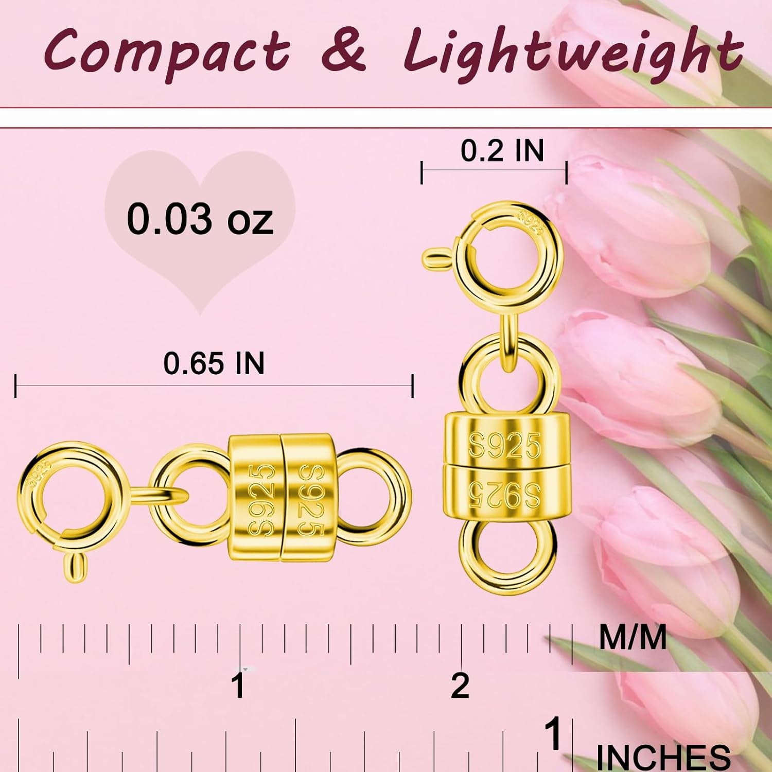 925 Sterling Silver Magnetic Necklace Clasps and Closures Min Magnetic Clasps for Necklaces Bracelets Chain Extender Connector for Jewelry Making Necklace 2Pack