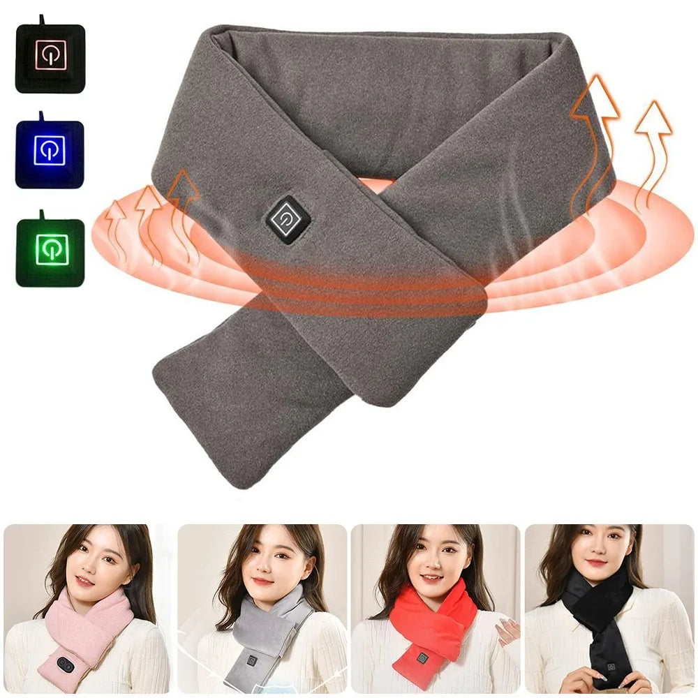 Outdoor Warm Electric Heating Scarf 3 Gear Winter Heated Scarf Neck Warmer USB Heater Thermal Shawl Neck Wrap Fleece Women Scarf