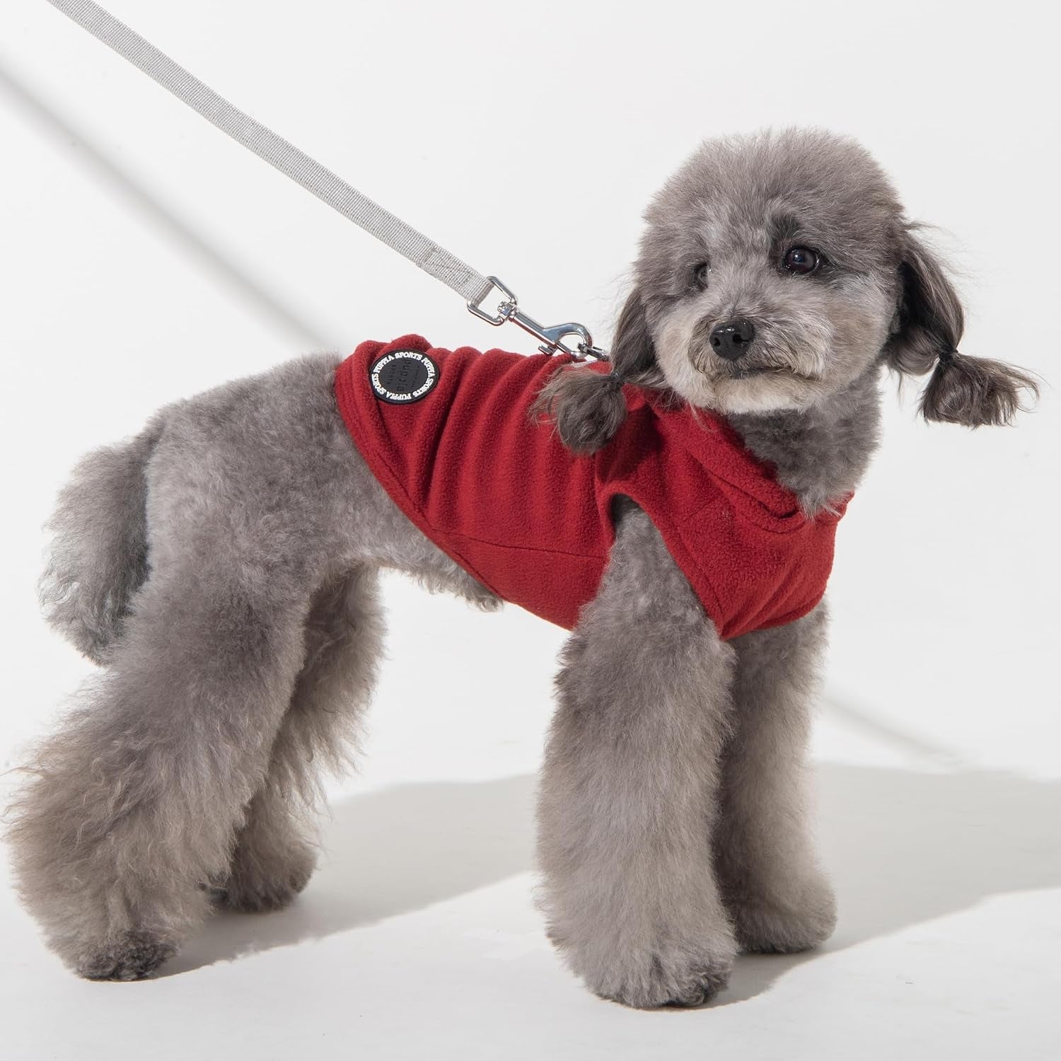 Zuko Warm Winter Hooded Polar Fleece Shirts with Integrated Harness for Small and Medium Dogs, Wine, Medium