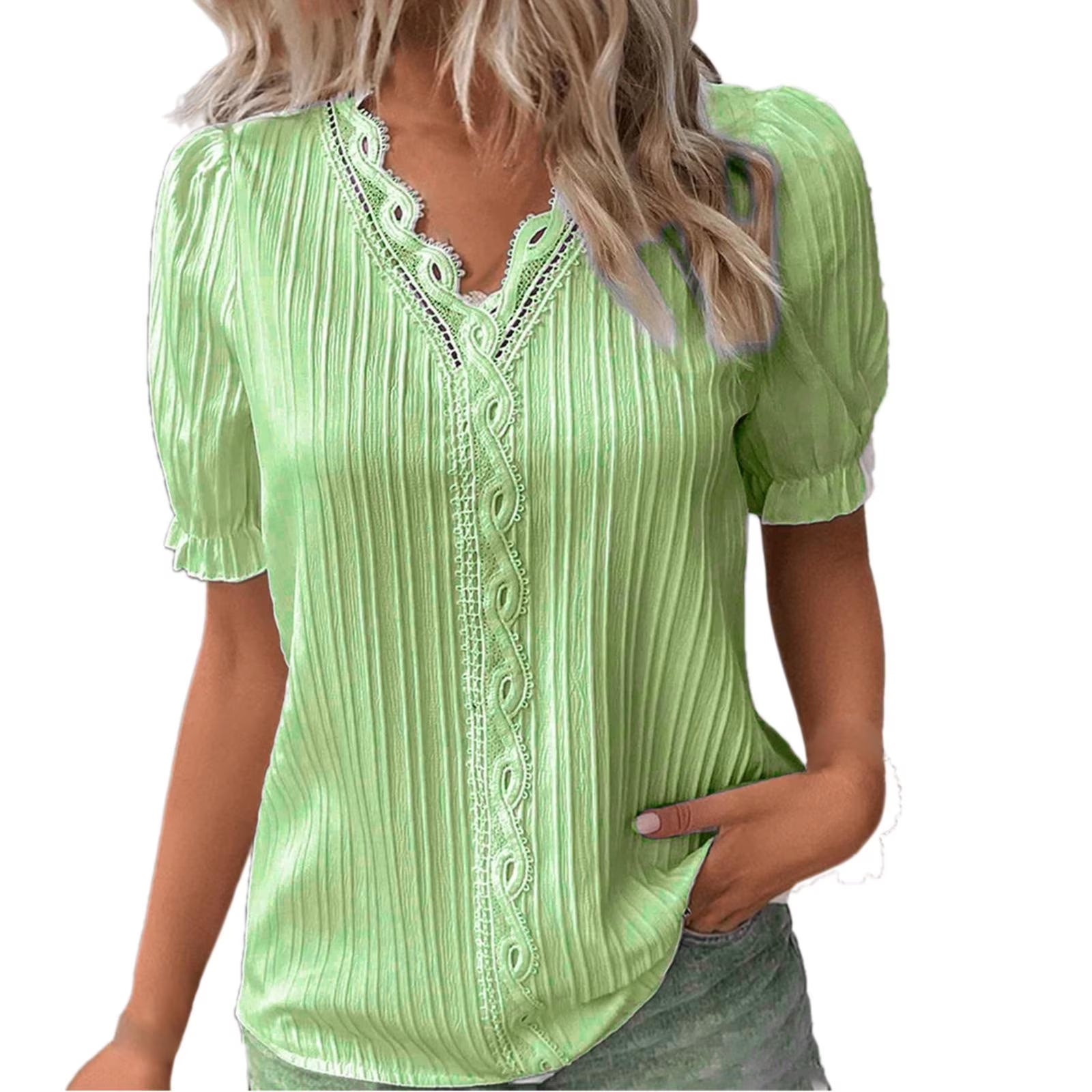 Green plus Size Summer Tops, Womens Tops plus Size, Short Sleeve Women’S plus Size Shirts, Big & Tall L Womens plus Size Shirts, Solid plus Size Blouse for Women, Fashion Floral plus Size Tops