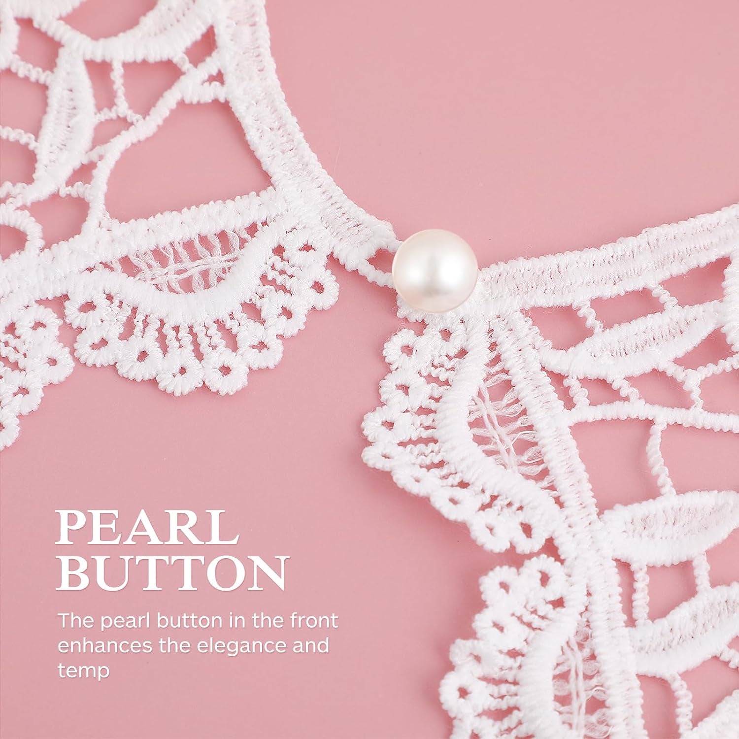Elegant Lace Faux Collar for Women, Detachable White Floral Design, Perfect for Layering with Dresses and Shirts, Comfortable and Breathable, Ideal for Casual and Formal Occasions