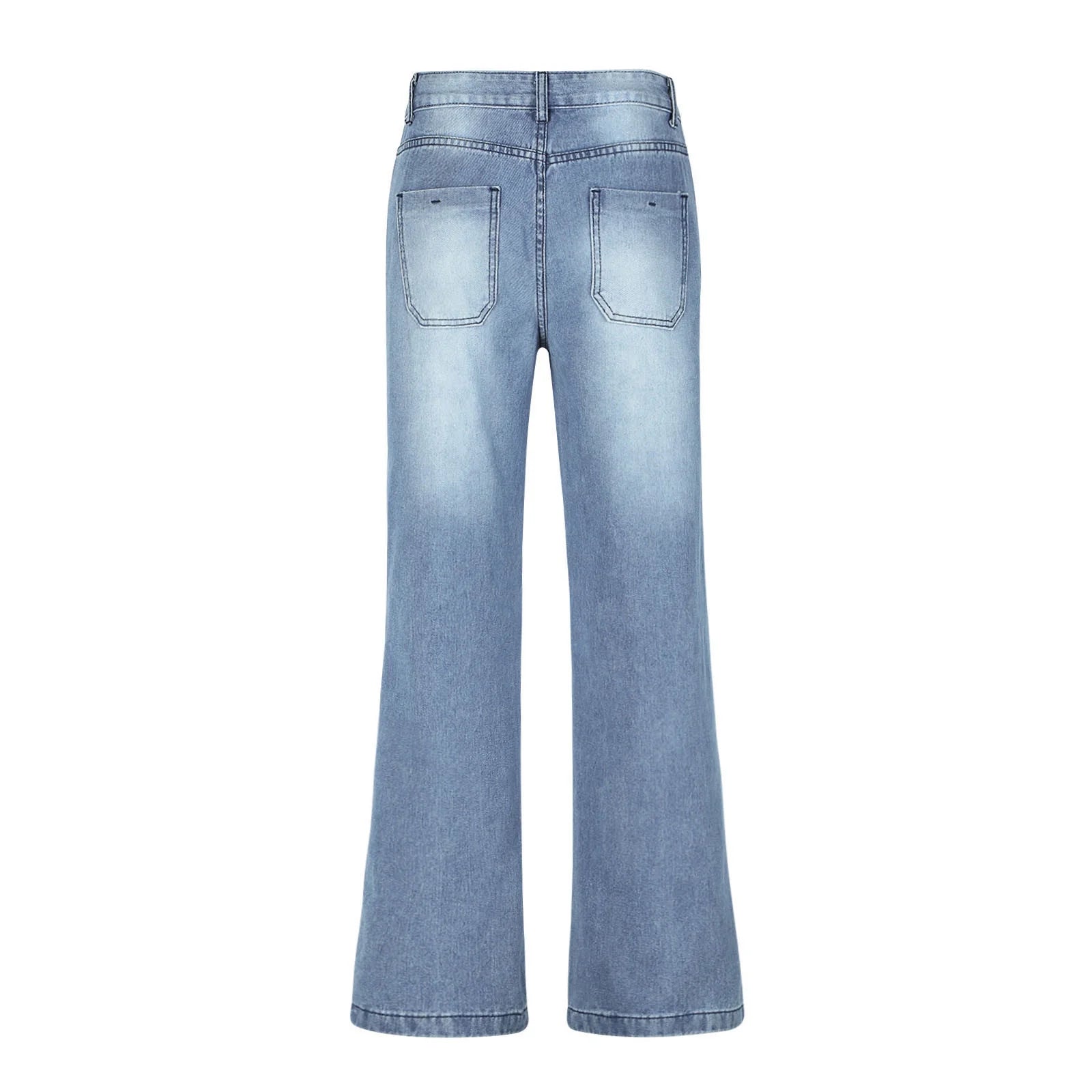 Women'S Fashion Jeans High Waisted Wide Leg Jeans Summer Casual Straight Baggy Jeans Color Block Patch Denim Trousers Dark Blue,M