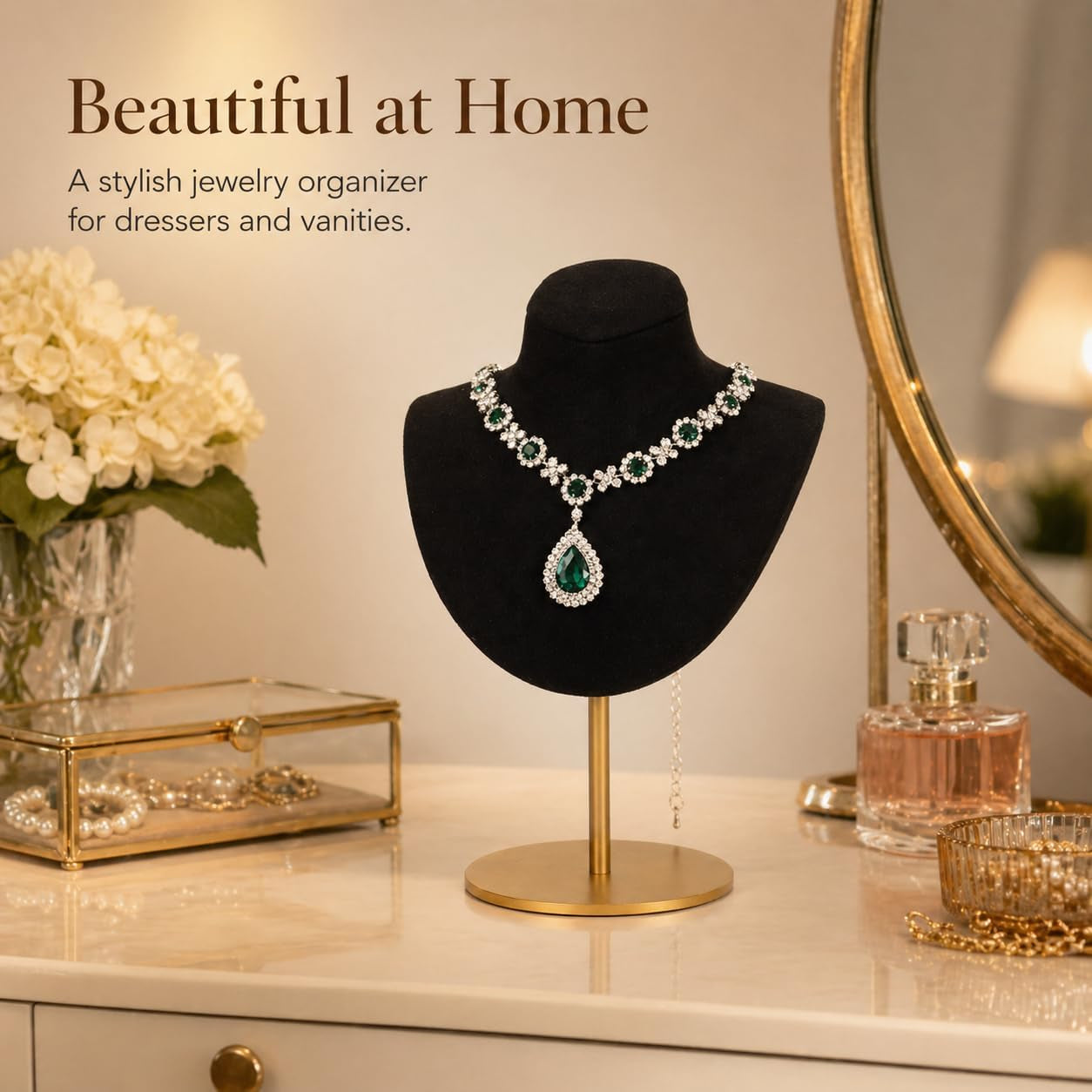 Necklace Display for Vendors Jewelry Displays for Selling Necklace Stand with Stainless Steel Stand Necklace Bust Display Stands for Home Store Dresser-3.15''×4.72''×7.48''