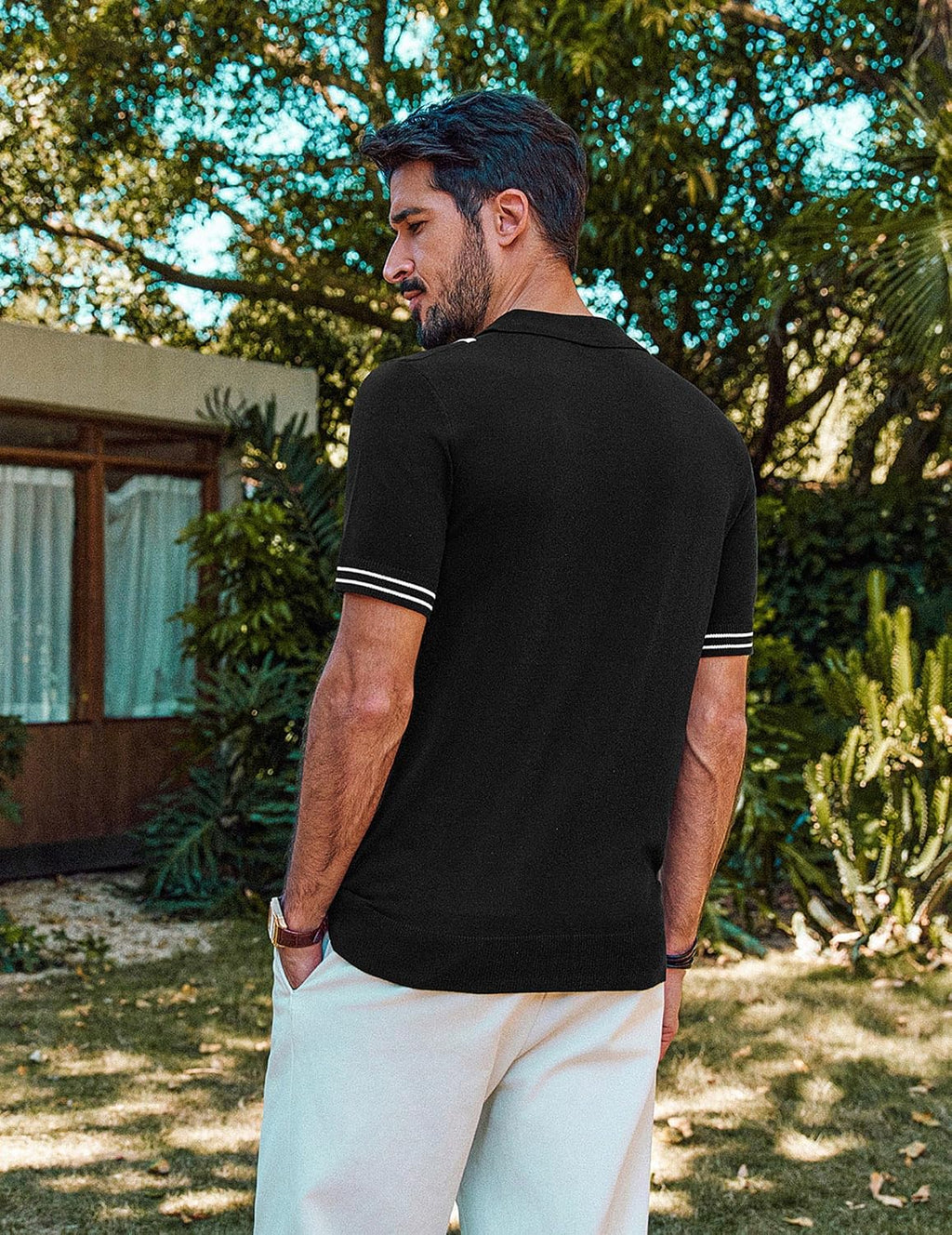 Mens Knit Polo Shirts Short Sleeve Quarter Zip Golf Shirt Vintage Shirts for Men