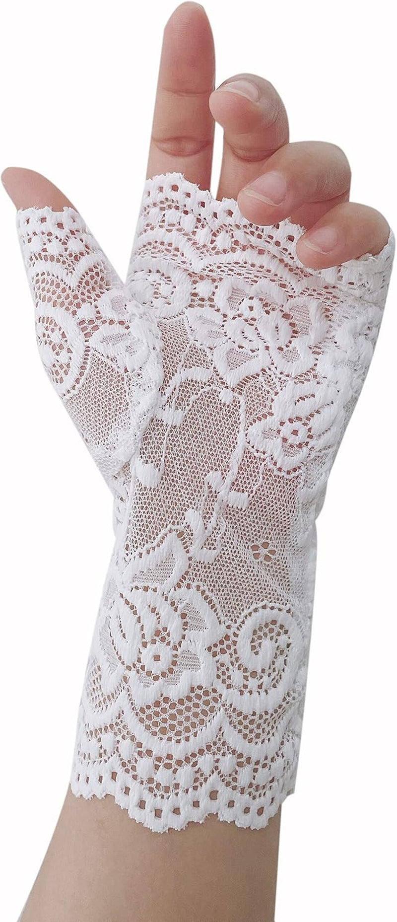Women Short Lace Gloves Sunblock Fingerless Bridal Wrist Gloves Opera Evening Wedding Tea Party Prom Cosplay 1920S