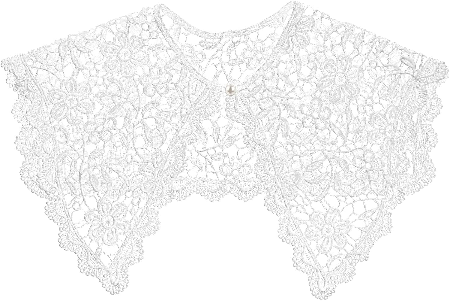Elegant Lace Faux Collar for Women, Detachable White Floral Design, Perfect for Layering with Dresses and Shirts, Comfortable and Breathable, Ideal for Casual and Formal Occasions