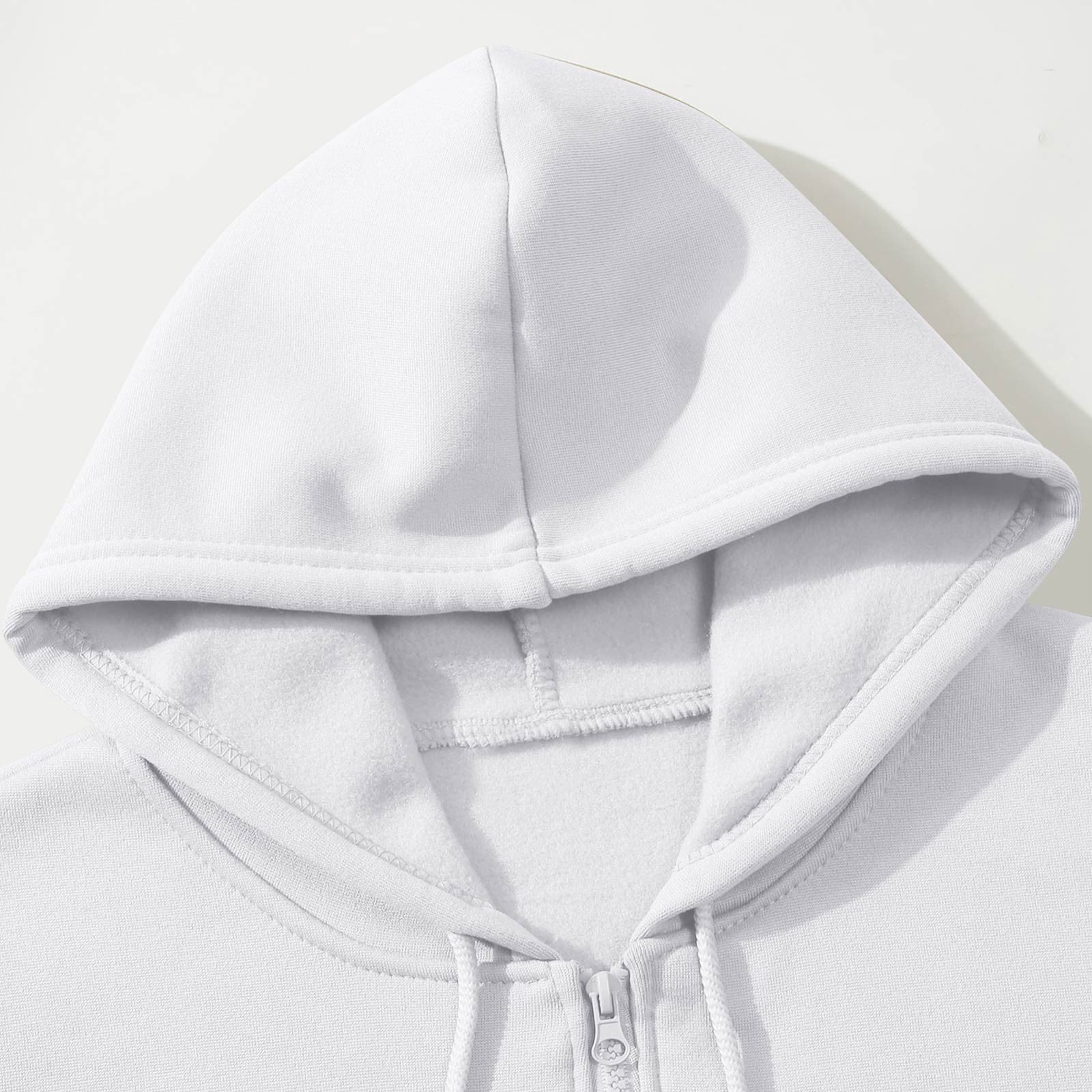 Mens Full Zip up Hoodie Long Sleeve Drop Shoulder Oversized Jacket Loose Fit Fleece Lined Fashion Solid Pullover Sweatshirt with Pocket White L