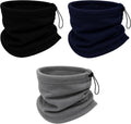 Thermal Neck Gaiters, 3 Pack Warm Winter Scarf Tube, Soft Fleece, Adjustable Strap Bulk