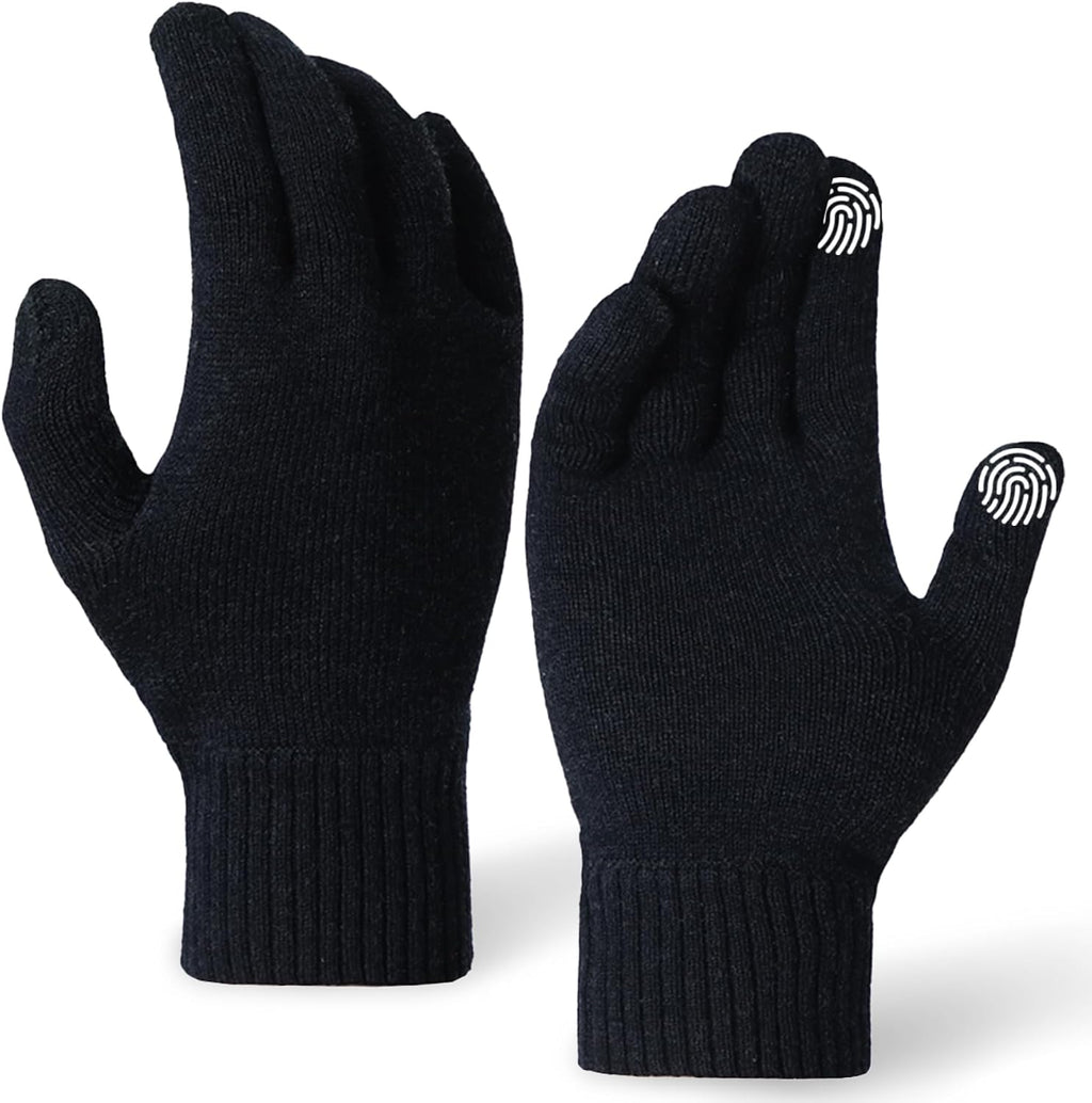 Merino Wool Running Gloves for Winter Lightweight Touchscreen Thermal Knit Glove for Men&Women Upgraded