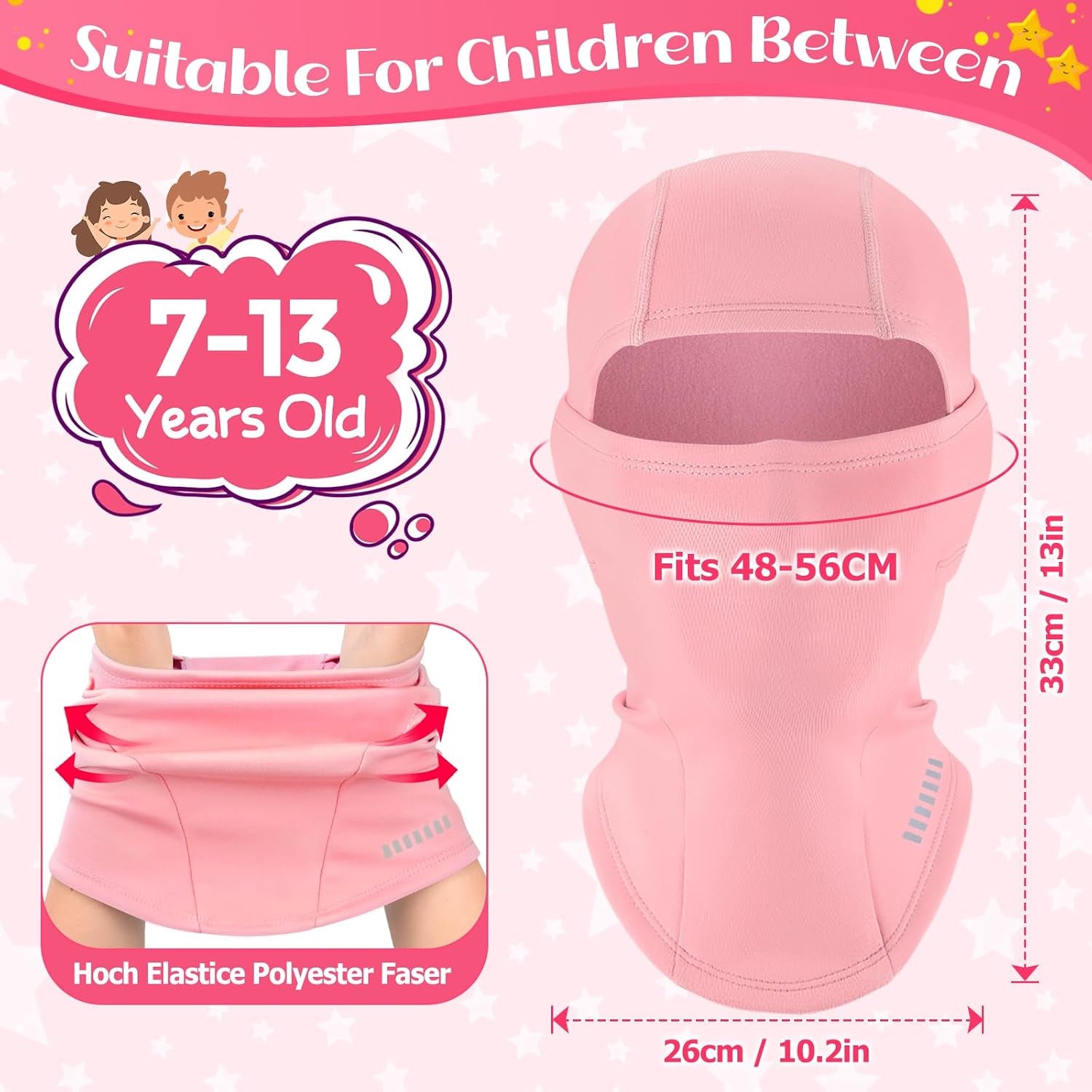 2 Pack Kids Balaclava Ski Mask Winter Face Cover, Windproof Fleece Neck Gaiter for Boys Girls Cold Weather Face Mask