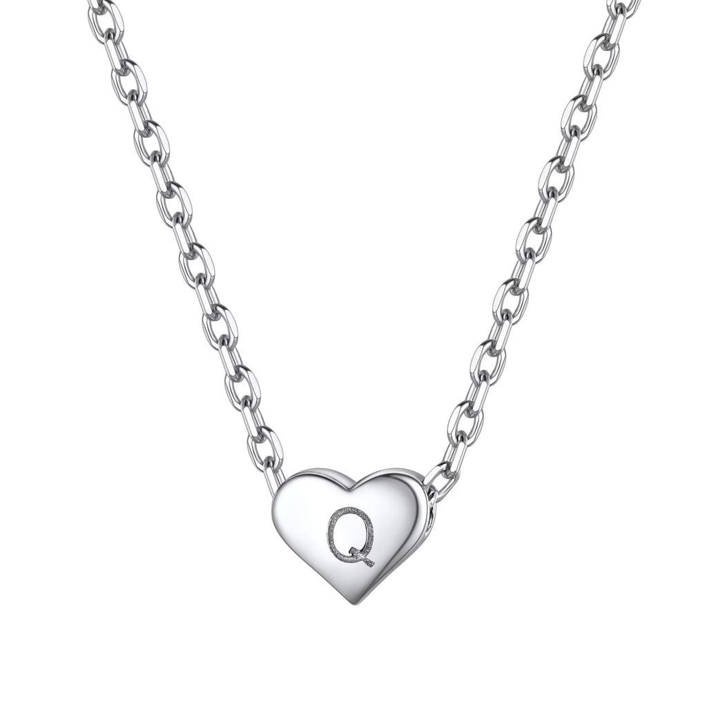 Dainty Initial Heart Necklace Trendy 925 Sterling Silver Cute Heart Pendant Choker Necklaces Letter Jewelry Gifts for Women