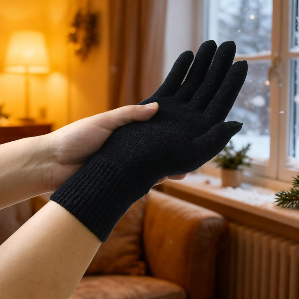 Merino Wool Running Gloves for Winter Lightweight Touchscreen Thermal Knit Glove for Men&Women Upgraded
